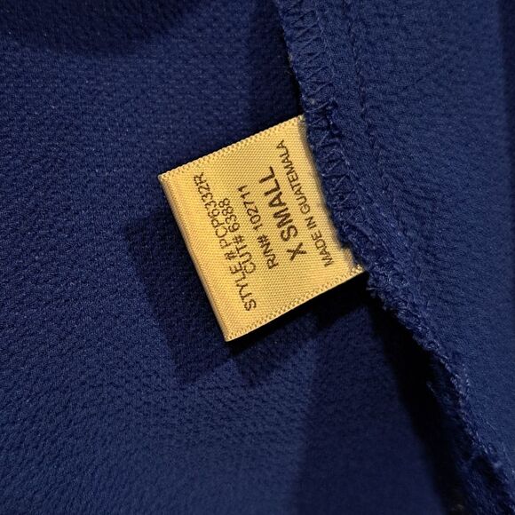 Gibson Rroyal blue blouse top, long sleeves or 3/4 sleeves, asymmetrical hem, XS - Picture 6 of 7